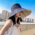 thumbnail image 1 of Sombrero de pescador de doble cara para mujer, estilo japonés de verano, 15 cm, ala grande, para viajes, parasol, protección solar, sombrero de lavabo con protección UV, 1 of 6