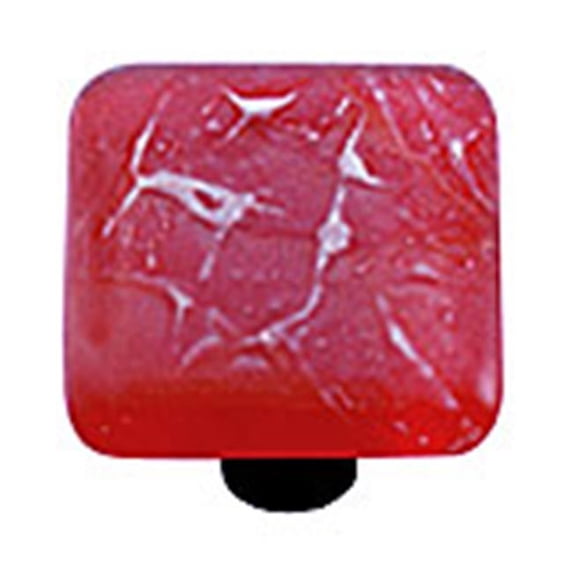 Hot Knobs HK4000-KA Metallic Fractures Brick Red Square Glass Cabinet Knob - Aluminum Post
