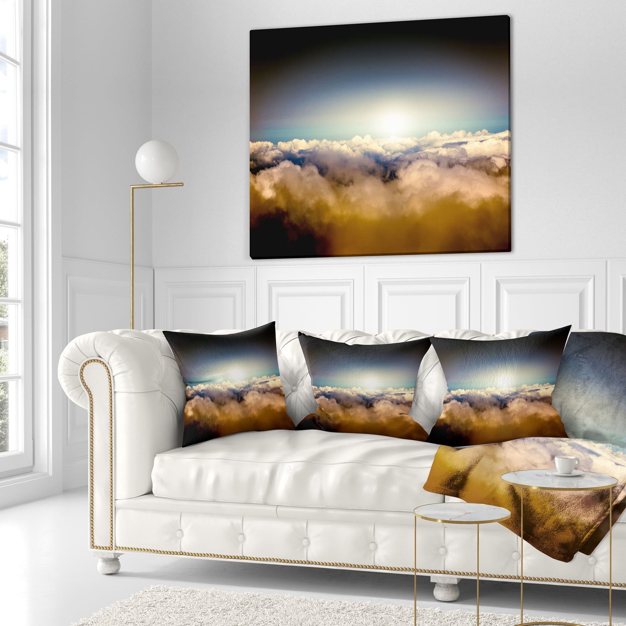 Designart Gloomy Sky above Clouds - Contemporary Landscape Printed Throw Pillow - 18x18