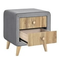 thumbnail image 3 of Upholstered Wooden Nightstand with 2 Drawers, Bedside Table Storage Cabinet with Handles and Rubber Wood Legs, 3 of 8
