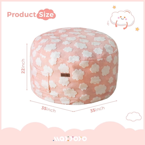 Bean Bag Chair for Kids, Cloud Pattern Lazy Chair with High-Density Foam Filling, Stuffed Floor Sofa Couch for Boys and Girls, Child Floor Sofa for Gaming, Reading, Pink