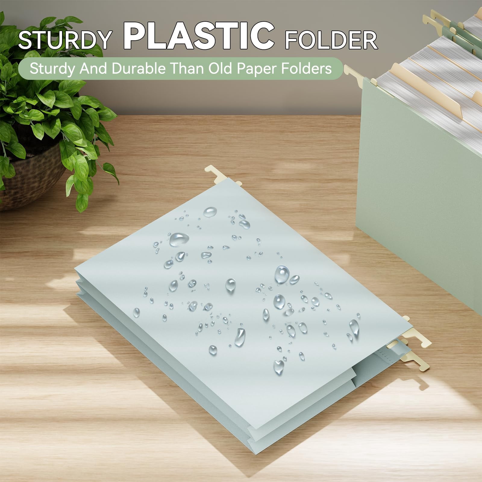 Extra Capacity Plastic Hanging File Folders Letter Size 6 Pack Heavy Duty 4" Expansion For Bulky Files Pastel Color With Tabs Filing Cabinet Organizer Office Home School