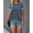 thumbnail image 5 of PRETTYGARDEN Women's Shirts Summer Casual Crewneck Lace Crochet Short Sleeve Blouses Cute Floral Print Loose Tunic Tops, 5 of 7
