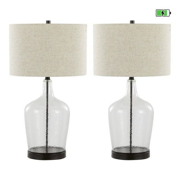 LumiSource Botella 28" Glass Table Lamp with USB - Set of 2