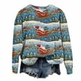 thumbnail image 6 of Kaprioy Christmas Sweatshirts for Women Cute Funny Santa Claus Sleigh Holiday Graphic Shirt Loose Casual Fall Fashion Pullover Tops Blue, XXL, 6 of 6