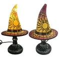 thumbnail image 6 of Yucurem Halloween Decoration - Witch LED Hat Lamp Stained Glass, Handmade Gothic Witch Hat Night Light for Indoor Party & Spooky Halloween Party Decorations (Purple), 6 of 8