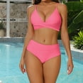 thumbnail image 4 of NINGMENG Bikinis for Women Summer Solid Color Spaghetti Strap Bra And Panty Set Split Two Piece Tankini Swimsuits For Women Bathing Suits,Pink,L, 4 of 9
