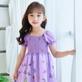 thumbnail image 5 of FLMEI Summer Toddler Kids Girl Casual Dress Bubble Sleeve Printed Dresses Three Colours Fashion Sundress 1-7T, 5 of 9