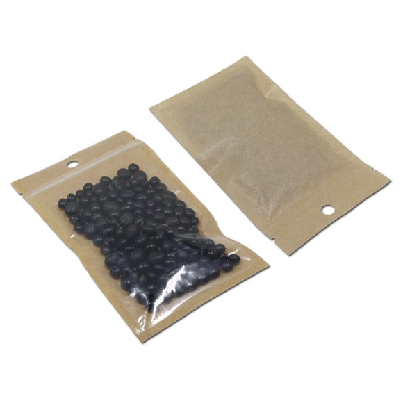 WACCOMT Pack Clear Kraft Paper Bags Zipper Packets Resealable Bag Seeds Envelopes for Zip Food Storage Bag Lock Flat Transparent Plastic Packaging Ba