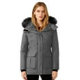 thumbnail image 6 of Women's Winter Fleece Warm Coat Windproof Long Down Jacket Hooded Thicken Outerwear with Pockets Gray XXL, 6 of 7