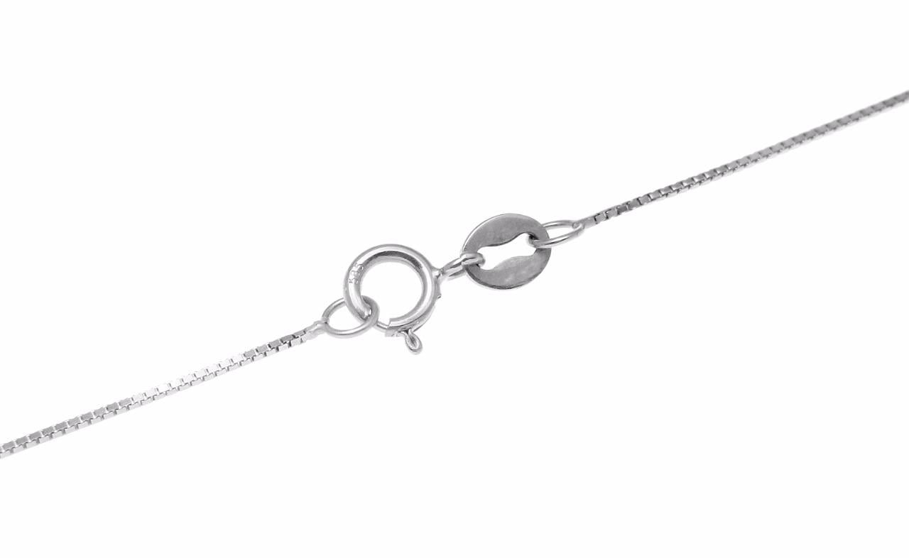 14K solid white gold 0.6mm box chain necklace 22"