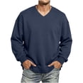 thumbnail image 5 of Mens V-Neck Sweatshirts, Lightweight Sweatshirt No Hood for Men Casual Fall Solid Color Long Sleeve Fleece Pullover Tops, M, 5 of 6