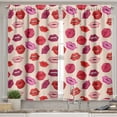 thumbnail image 2 of Ambesonne Kiss Valance & Curtain, Vivid Colored Lips Glamour, 55"x36", Pale Rose and Multicolor, 2 of 6