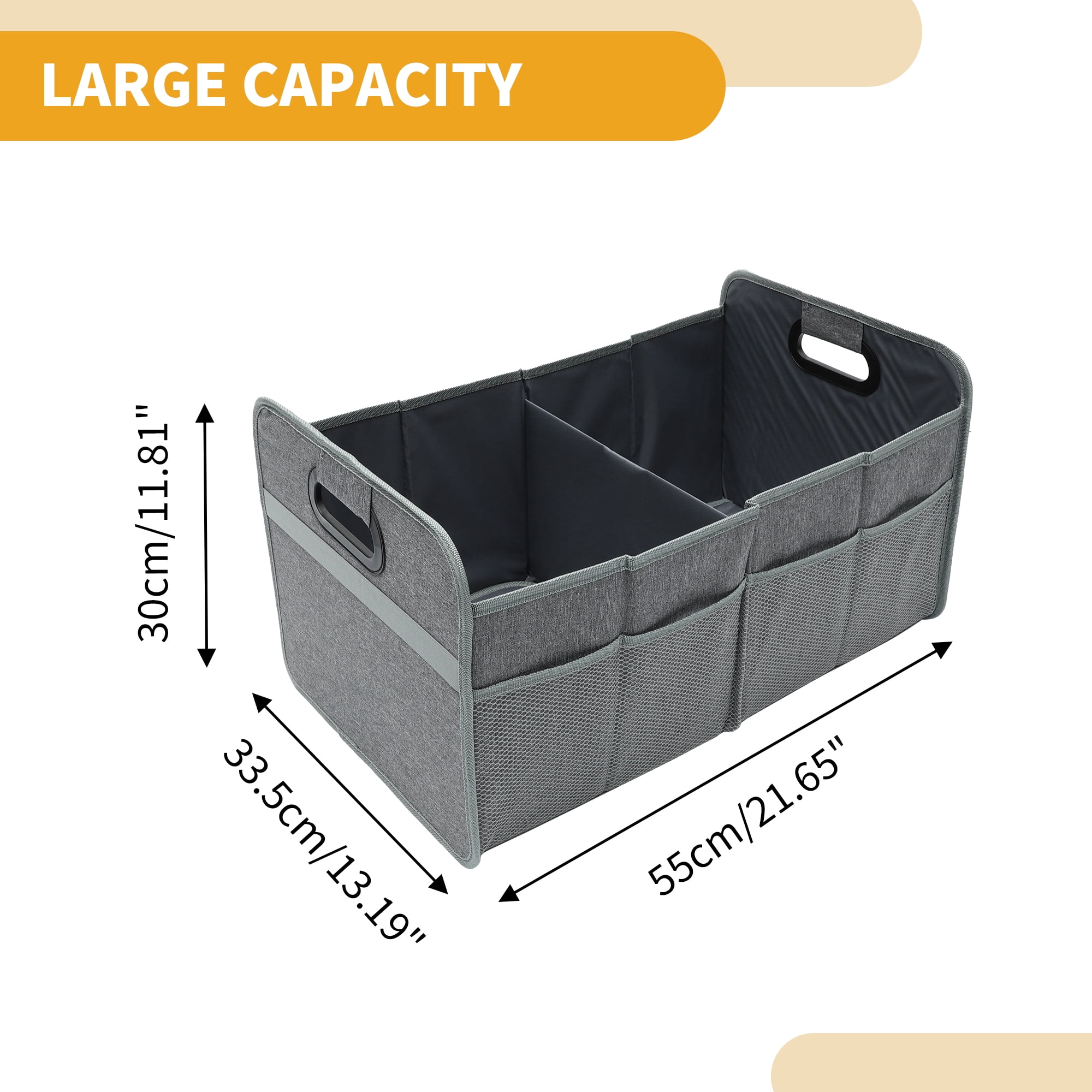 Unique Bargains Universal Car Trunk Organizer Multi Compartments Storage Gray