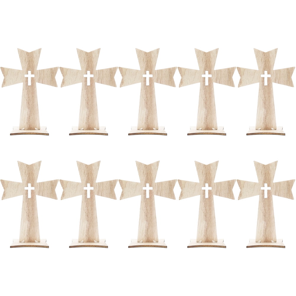 10pcs Wooden Cross Ornaments Wooden Cross Catholic Wood Crosses for
