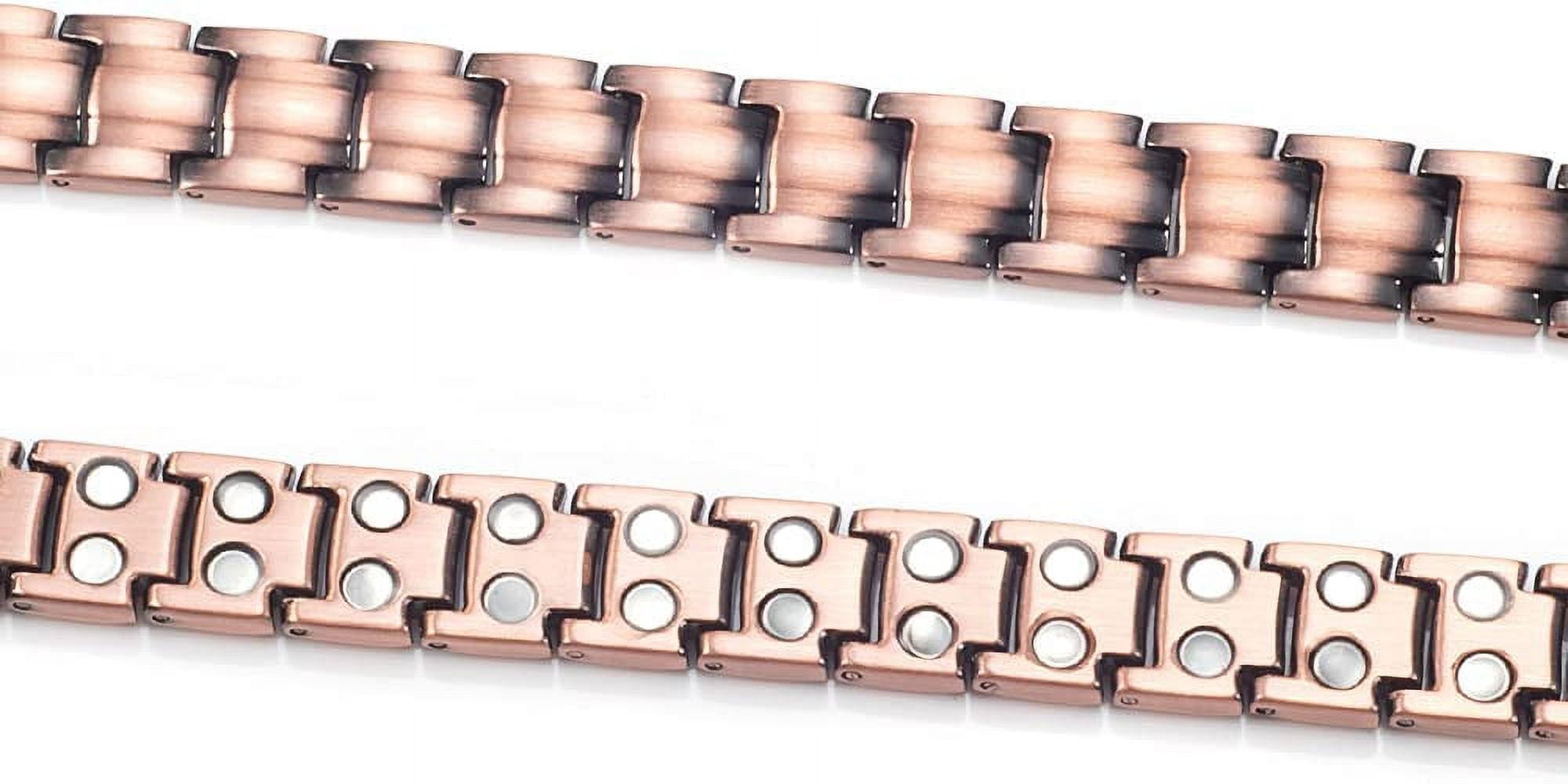 Wollet 2PCS Copper Magnetic Bracelets for Women Men Magnets Couple Bracelets Valentine's Day Gift