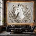 thumbnail image 6 of White Horse Head in Heraldic Shield on Textured Gray, Serene Vintage for Equestrian Lovers, Heraldic Crest Art, Housewarming Gift, Tapestry Wall Hanging for Bedroom and Living Room, 6 of 7