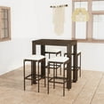 thumbnail image 1 of vidaXL 5 Piece Garden Bar Set with Cushions Poly Rattan Brown, 1 of 5