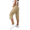 thumbnail image 4 of Women's Cargo Pants with Pockets Summer Baggy Casual Elastic Waist Lightweight Capri Pants Joggers,Khaki,S, 4 of 7