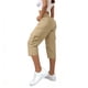 thumbnail image 4 of TaTaai Women Elastic Waist Solid Cargo Capri Pants Button Zipper Pockets Outdoor Hiking Casual Daily Lounge Wear Soft Stretchy No Fading Versatile Bottoms Gift, 4 of 7