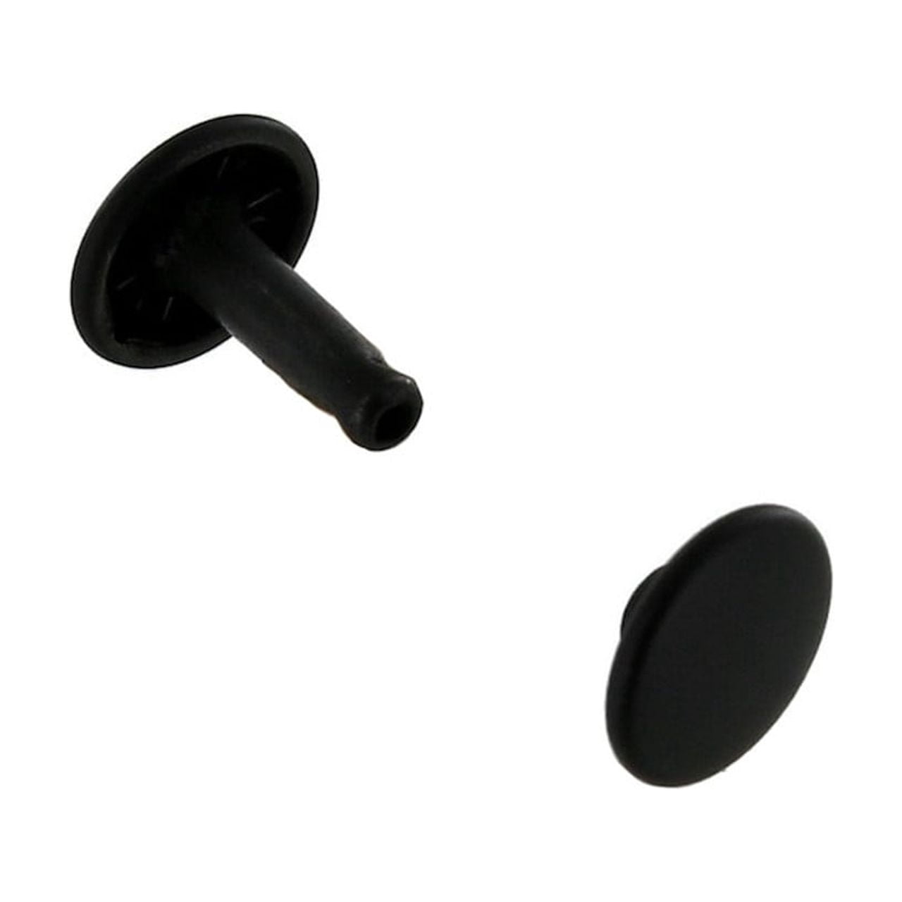 Double Cap Rivet, Black Matte, Solid Brass-LL (100 sets per bag), Multiple Sizes