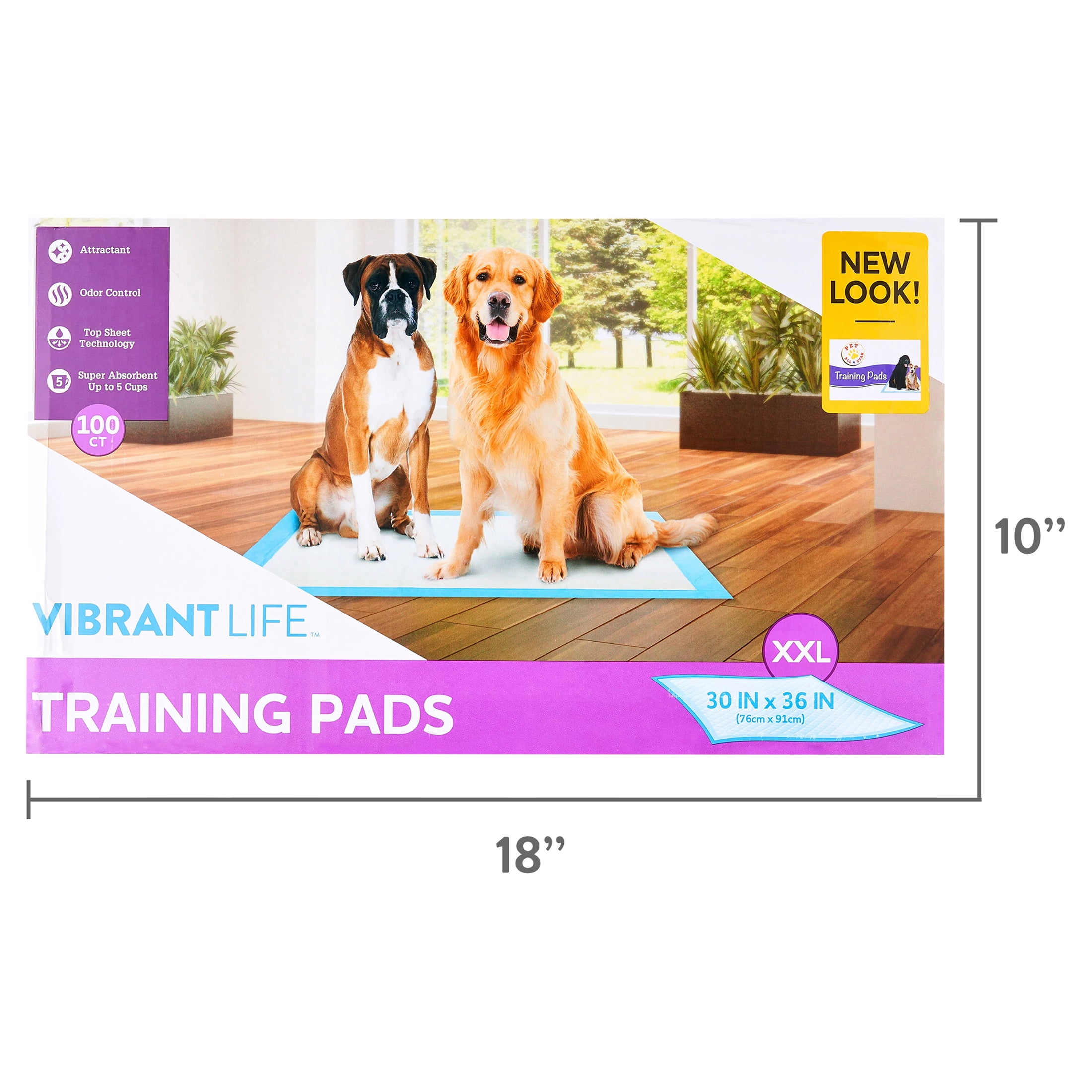 Vibrant Life Training Pads, Dog & Puppy Pads, 22 in x 22 in, 50 Count