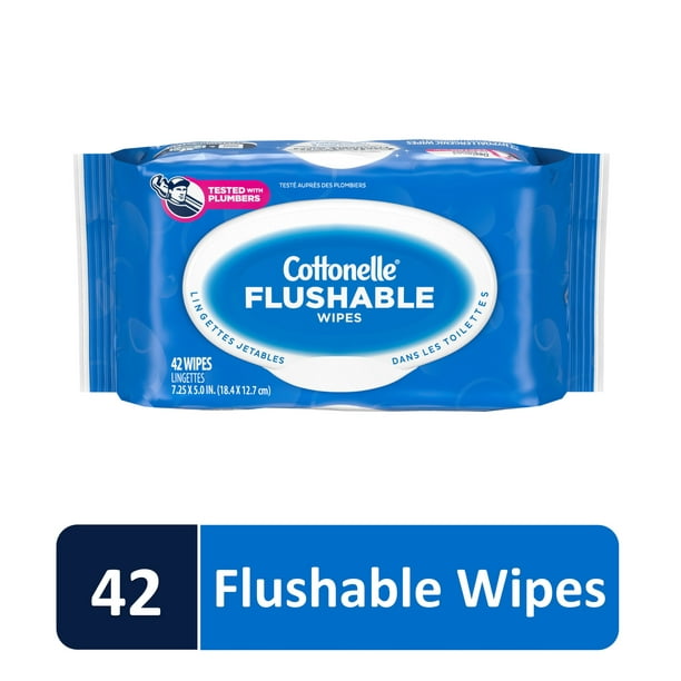 Cottonelle Flushable Wet Wipes 1 FlipTop Pack, 42 Total Flushable
