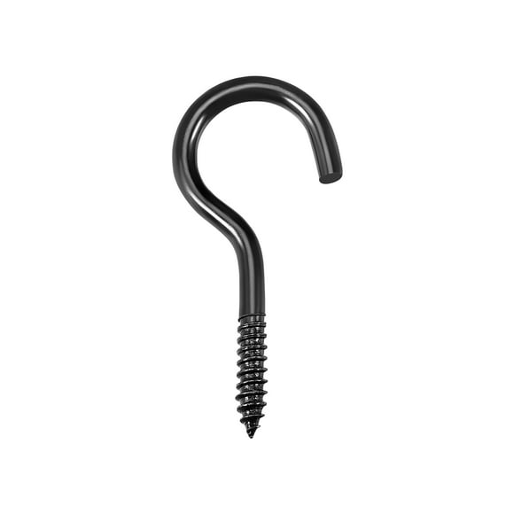 Unique Bargains 1.3' Screw Eye Hooks Self Tapping Screws Screw-in Hanger Eye-Shape Ring Hooks Black 12 pcs