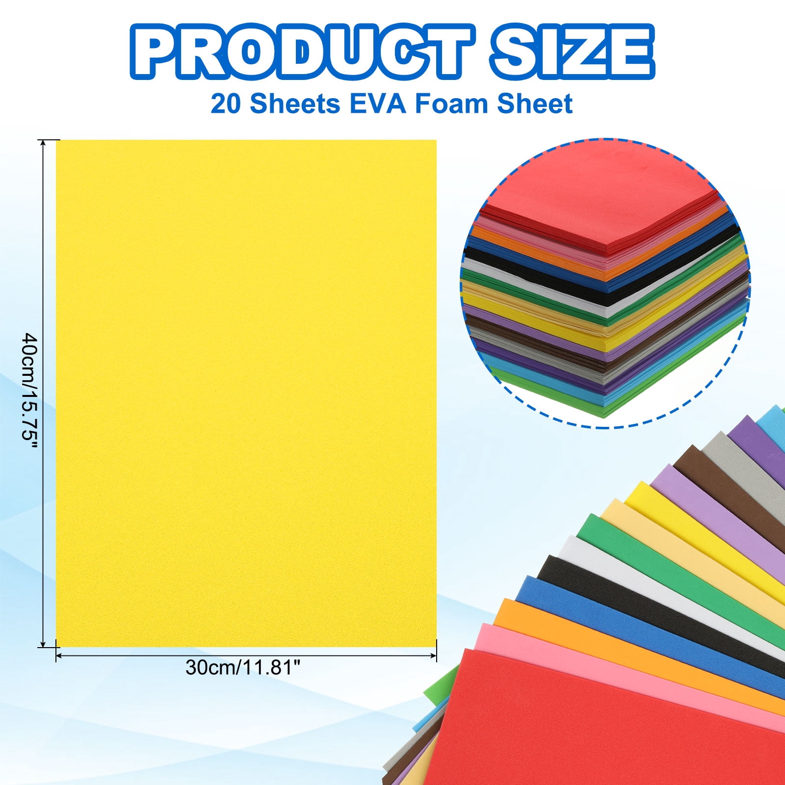 Uxcell 20Pcs Yellow EVA Foam Sheets, 15.7 x 11.8 Inches 1mm Thick Foam Sheets for Crafts