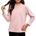 thumbnail image 5 of Big Girls Cute Undershirts Mock Neck Printed Fleece Pullover Drop Shoulder Warm Casual Fall Winter Outfits Pink 11-12Years, 5 of 5