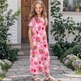 thumbnail image 3 of Uourmeti Tween Girls Maxi Dress Short Sleeve Round Neck Casual Flowy Cute Strawberry Print Summer Long Dress for Girls Big Kids, Size 7-8 Years, 3 of 7