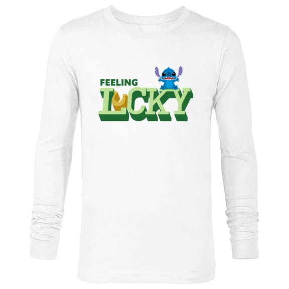 Disney Lilo & Stitch Feeling Lucky St Patrick’s Day - Long Sleeve T-Shirt for Men - Customized-White