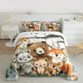 thumbnail image 2 of Manfei Cartoon Zoo Animal Queen Comforter Set 3 Pieces for Kids, Bear Fox Deer Bedding Sets, Woodland Wildlife Bedding Comforter Set, Microfiber Bedroom Decor, 2 of 8