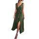 thumbnail image 4 of Txlixc Vestido de mujer de color sólido sin mangas, cuello en V profundo, cruzado, vestido de piernas altas Txlixc  moda, 4 of 7