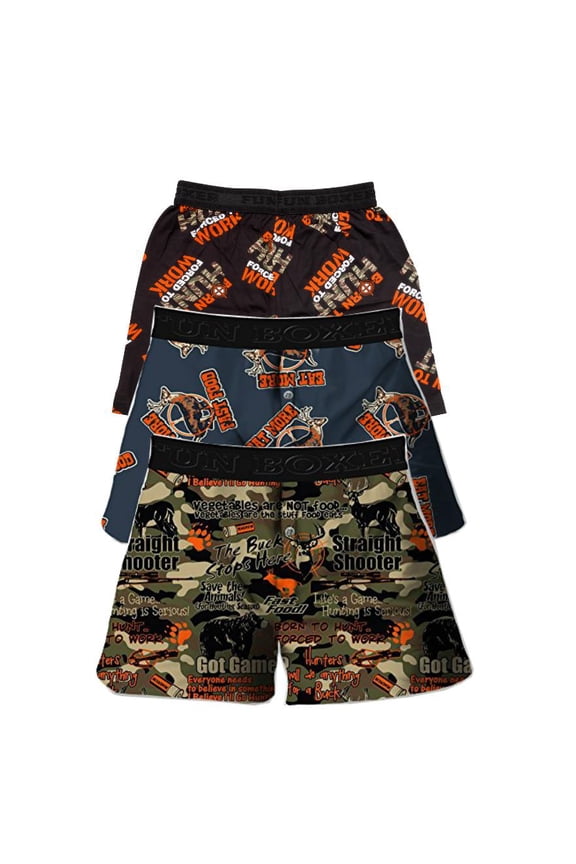 Hunting Men's Boxer 3-Pack Underwear Short, Black, Size: Small