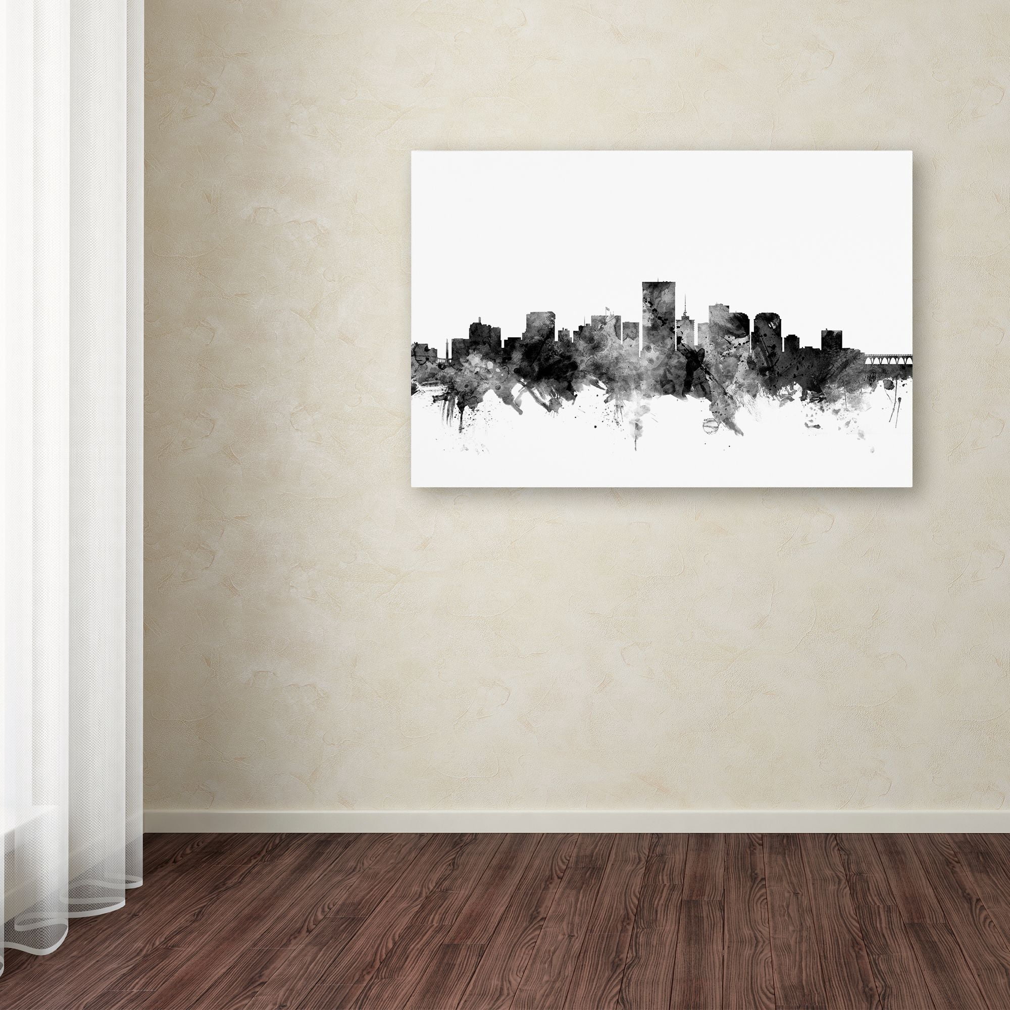 Trademark Fine Art "Richmond Virginia Skyline B&W" Canvas Art by Michael Tompsett