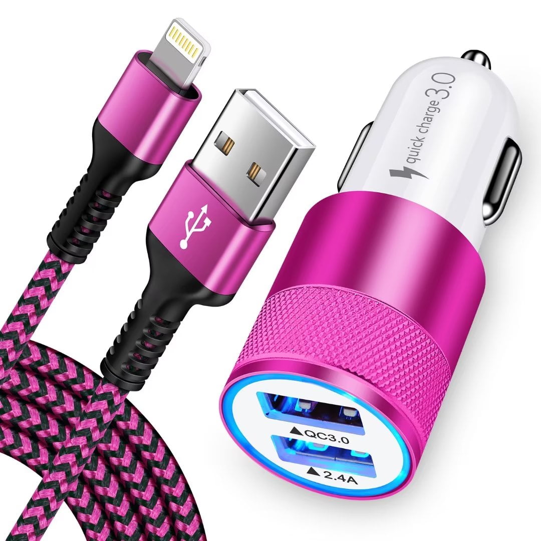 Car Charger,iPhone Car Charger Adapter with Lightning Cable 10ft HAOANO