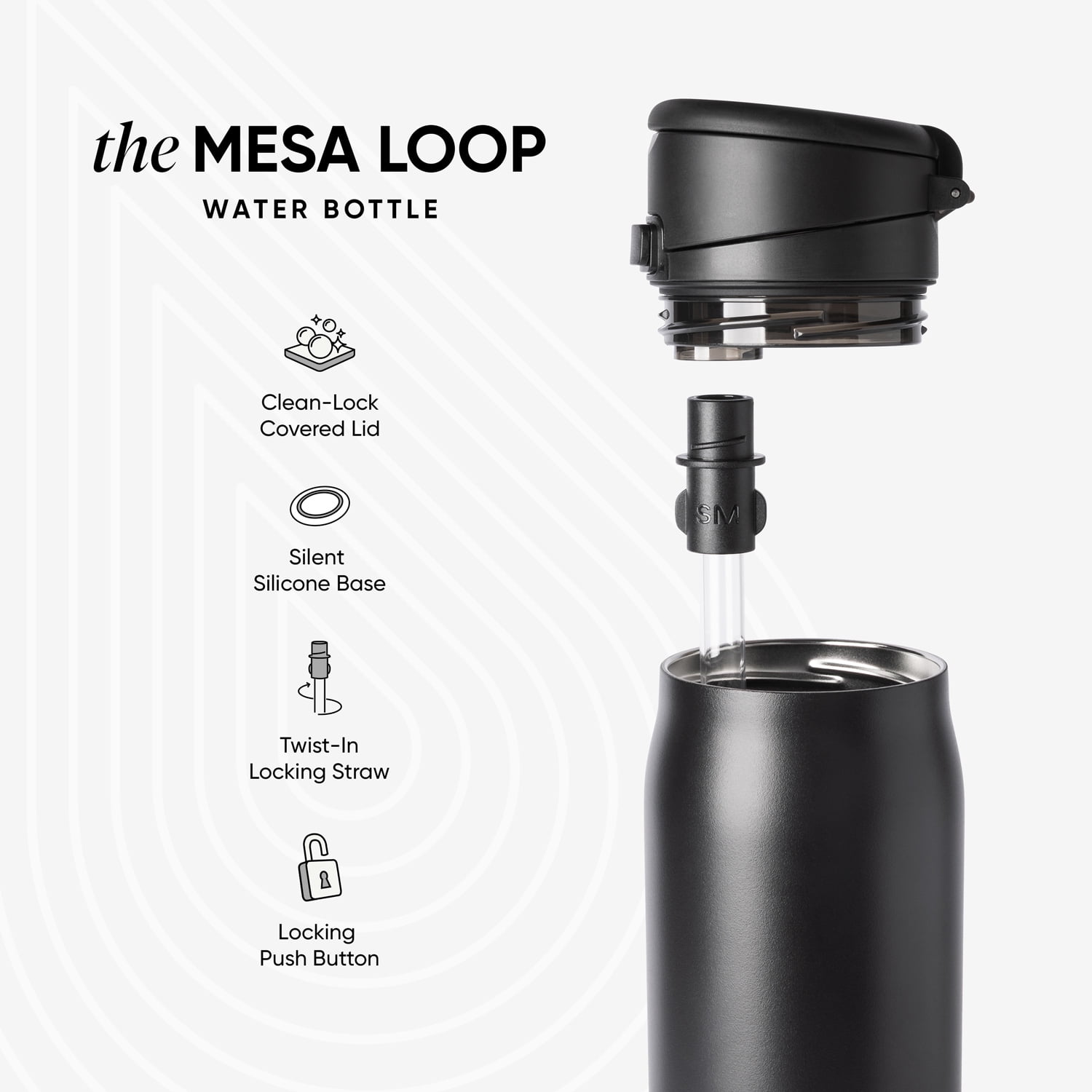 Simple Modern 22 fl oz Insulated Stainless Steel Mesa Loop Water Bottle with Covered Straw|Mauve Meadow