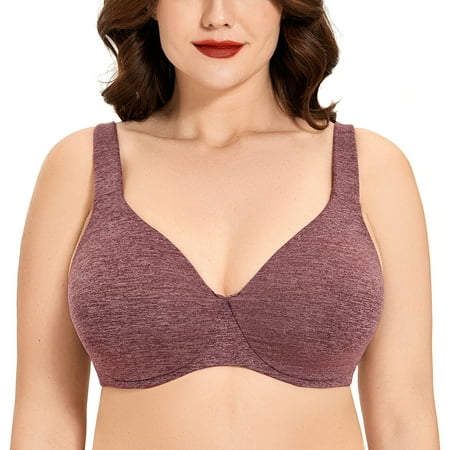 

DELIMIRA Women s Plus Size Bras Minimizer Seamless Underwire Unlined Cup