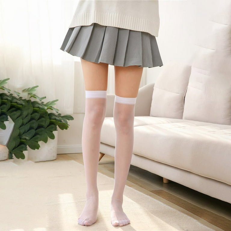 ALSLIAO Women Sexy Sheer Stockings Socks Thigh High Hosiery Nylons Hot  Tights Pantyhose White