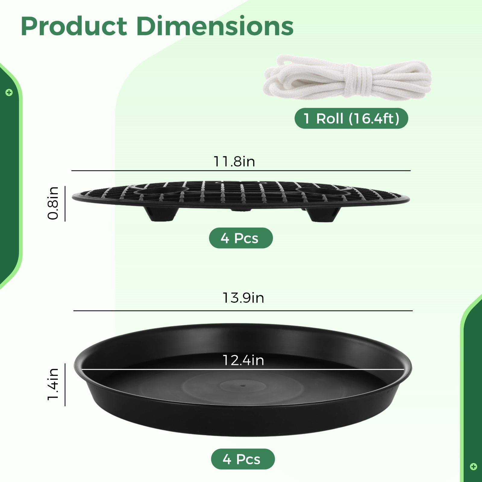 4 Pcs Self-Watering Fabric Pot Base, Elevated Plant Saucers, Auto-Irrigation Water Delivery System, Automatic Watering Plant Saucers for Plant Growth Bags, Flower Pot Trays for Fabric Planters