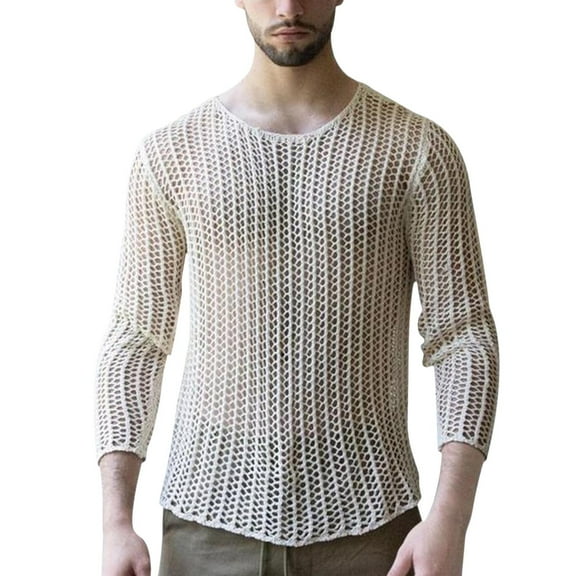 Mens Shirts Under $10 Men's Mesh See Through Shirts Sheer Transparent Club Party Casual Top Undershirts White XXL