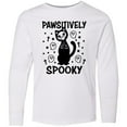 thumbnail image 3 of Inktastic Pawsitively Spooky Skeleton Cat with Ghosts and Crosses Long Sleeve Youth T-Shirt, 3 of 5