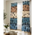thumbnail image 5 of Navy Blue Brown Sheer Curtains 84 Inch Length 2 Panels Set for Living Room/Bedroom, Rustic Farmhouse Dog Paw Vintage Kitchen Curtains Grommet Semi-Sheer Curtains Drapes Window Treatments 42"x84"x2, 5 of 7