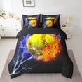 thumbnail image 2 of Homewish Boys Ball Game 7pcs Bedding Comforter Set,Tennis Sport Theme Queen Bedding Sets,Yellow Orange Black Queen Sheet Sets For Boys Kids,Breathable Home Decor Reversible, 2 of 8