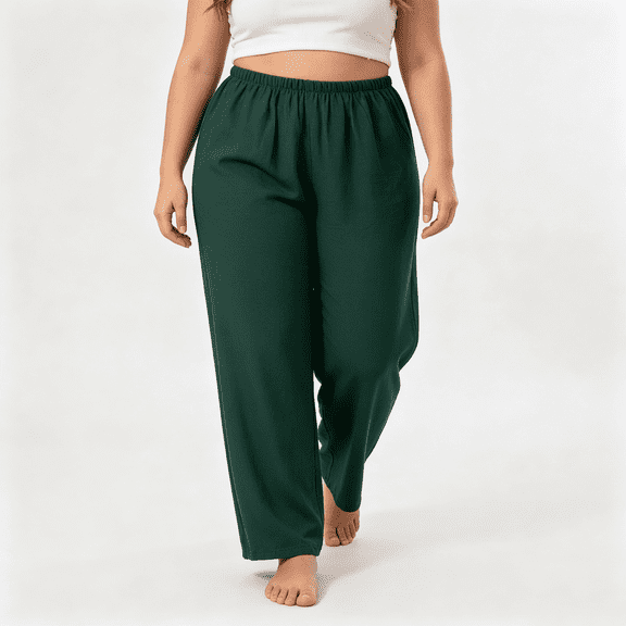 CAZOFW Womens Pajama Pants Cotton Soft Straight Leg Lounge Trousers Casual Sleep Wear