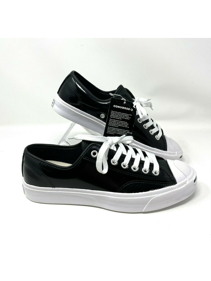 Converse Jack Purcell Women's Black Leather Low Top Sneakers Smile Toe Walmart.com