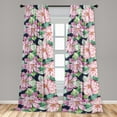thumbnail image 2 of Retro Window Curtains, Pinkish Flowers and Leaves Pattern Fashion Theme Repetitive Illustration, Lightweight Decor 2-Panel Set with Rod Pocket, Pair of - 28"x84", Soft Pink Jade Green, by Ambesonne, 2 of 3