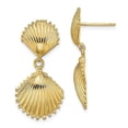 thumbnail image 4 of 14k Yellow Gold Polished Scallop Shell Dangle Earrings, 4 of 7