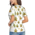 thumbnail image 3 of Honeii Lovely Avocado Print Women's Classic V-Neck T-Shirt,Womens Fashion Tops,Stylish Everyday Top for Women, Casual Summer Spring Outfits Clothes-Medium, 3 of 5